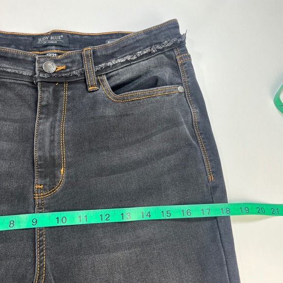 JUDY BLUE Slim Bootcut Jeans Women's Size 13 31 Black Frayed Hem - Picture 10 of 15